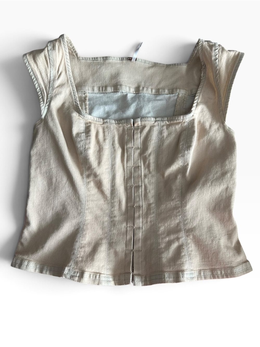 Free People Cream Square-Neck Cap Sleeve Corset Top